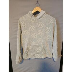 No Boundaries Girls Sherpa Hoodie Floral Gray Size S 3–5 Soft Cozy